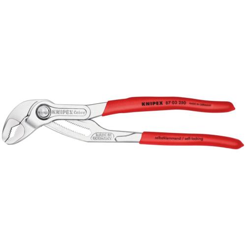 Knipex Cobra Hightech Waterpump Pliers Multi-Component Grips Chrome Plated 250mm 87 05 250
